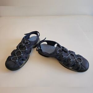 Clarks Women's Blue Fisherman Suede Mesh Sandals Size 10